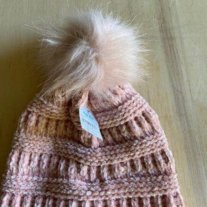 NEW Chenille Winter Hat with Puffball